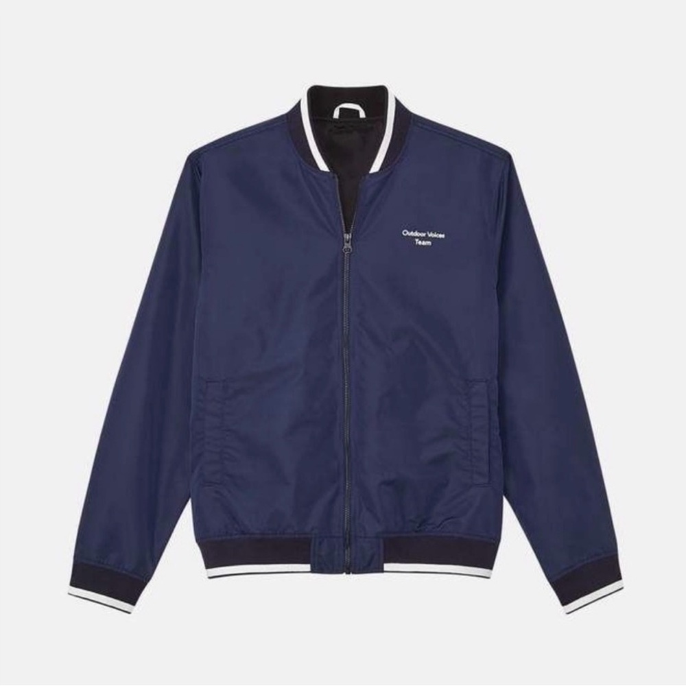 NEW Outdoor Voices limited edition cropped Navy Bomber Jacket size S